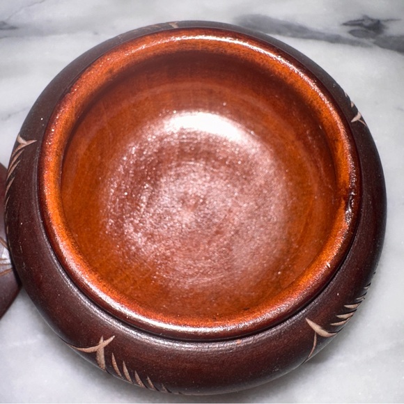 Handcrafted Wooden Japanese Style Sugar or Spice Bowl with and Lid Spoon Carved - Picture 5 of 11
